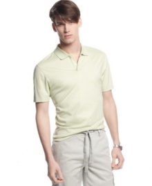 Add some prep to your step with this luxuriously soft polo shirt from Calvin Klein. Add some prep to your step with this luxuriously soft polo shirt from Calvin Klein.
