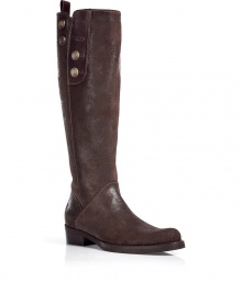 Stylish boots in rugged, dark brown, washed leather - Mix of rider and biker boot - Decorative studs on the upper shaft, comfortable zip close - Extremely modern, but not trendy, you can wear this boot forever - Washable, easy care, absolutely suitable for winter with that sole - Genius style: with tucked in jeans, a romantic floral dress,  sharp mini