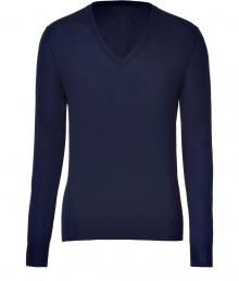 Luxe pullover in fine, pure navy blue cashmere - Incredibly soft, lightweight material feels great and looks just as good - Slim, fitted cut with deep v-neck and long sleeves - Classically elegant, versatile and polished - A great interseason piece ideal for layering - Pair with everything from a t-shirt and jeans to chinos and a button down to suit trousers and a blazer Luxe pullover in fine, pure navy blue cashmere - Incredibly soft, lightweight material feels great and looks just as good - Slim, fitted cut with deep v-neck and long sleeves - Classically elegant, versatile and polished - A great interseason piece ideal for layering - Pair with everything from a t-shirt and jeans to chinos and a button down to suit trousers and a blazer