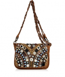 Unleash your urban traveler with Antik Batiks embellished crossbody bag, detailed with beads and mirrors for that cool global feel - Flap with hidden magnetic closure, inside zippered back wall pocket, removable twisted chain double shoulder straps, protective feel, vintage-effect leather - Team with floral hippie dresses and boots, or with cool layered separates and colorful chunky jewelry Unleash your urban traveler with Antik Batiks embellished crossbody bag, detailed with beads and mirrors for that cool global feel - Flap with hidden magnetic closure, inside zippered back wall pocket, removable twisted chain double shoulder straps, protective feel, vintage-effect leather - Team with floral hippie dresses and boots, or with cool layered separates and colorful chunky jewelry