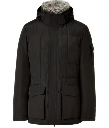 Stylish and sporty with an ultra soft rabbit fur trimmed collar, Woolrichs Blizzard down jacket is a must for cool weather looks - Stand-up collar with rabbit fur trim, hooded, long sleeves with patch pocket, fitted ribbed knit cuffs, hidden two-way front zip, front patch pockets, elasticized back waist, quilted front and back - Contemporary fit, fitted waist - A versatile, classic coat perfect for both city streets and country slopes Stylish and sporty with an ultra soft rabbit fur trimmed collar, Woolrichs Blizzard down jacket is a must for cool weather looks - Stand-up collar with rabbit fur trim, hooded, long sleeves with patch pocket, fitted ribbed knit cuffs, hidden two-way front zip, front patch pockets, elasticized back waist, quilted front and back - Contemporary fit, fitted waist - A versatile, classic coat perfect for both city streets and country slopes