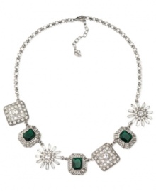 Stylish stones bring this frontal necklace from Carolee to stylish new heights. Crafted from silver-tone mixed metal, the necklace is perfect for any affair. Approximate length: 16 inches. Stylish stones bring this frontal necklace from Carolee to stylish new heights. Crafted from silver-tone mixed metal, the necklace is perfect for any affair. Approximate length: 16 inches.
