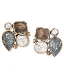 Get into the cool group. Carolee's cluster earrings, crafted from gold-tone mixed metal, bring together glass pearls, epoxy stones and cubic zirconias for a stylish effect. Approximate drop: 1/8 inch.