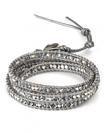 Take your wrist in a bohemian direction with Chan Luu's textured wrap bracelet. Boasting an eclectic mix of crystal stones, this leather piece is perfect for layering. Take your wrist in a bohemian direction with Chan Luu's textured wrap bracelet. Boasting an eclectic mix of crystal stones, this leather piece is perfect for layering.