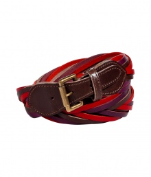 70s-inspired magenta and purple multi-string leather belt - Bohemian-chic style is effortlessly achieved with this colorful leather belt - Multicolor leather straps, brown leather closure with silver-tone buckle - Style with flared jeans, a floral blouse, military-inspired jacket, and platforms 70s-inspired magenta and purple multi-string leather belt - Bohemian-chic style is effortlessly achieved with this colorful leather belt - Multicolor leather straps, brown leather closure with silver-tone buckle - Style with flared jeans, a floral blouse, military-inspired jacket, and platforms
