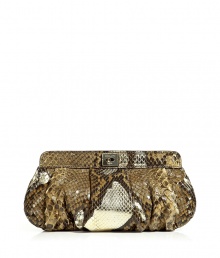 Super-luxurious clutch made ..of fine champagne-colored python skin - Tremendously stylish and exclusive with a metallic finish - Fashionable, bulbous and slightly ruched shape with twist lock - Glamour bag fits all chic events Super-luxurious clutch made ..of fine champagne-colored python skin - Tremendously stylish and exclusive with a metallic finish - Fashionable, bulbous and slightly ruched shape with twist lock - Glamour bag fits all chic events