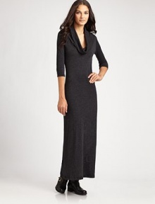 Plunging cowlneck in a cotton-rich, floor-sweeping silhouette. CowlneckThree-quarter sleevesAbout 40 from natural waist71% supima cotton/15% micro modal/14% polyesterMachine washMade in USA Plunging cowlneck in a cotton-rich, floor-sweeping silhouette. CowlneckThree-quarter sleevesAbout 40 from natural waist71% supima cotton/15% micro modal/14% polyesterMachine washMade in USA