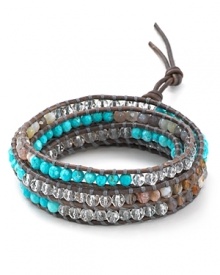 Chan Luu Five Wrap Turquoise and Botswana Agate Bracelet