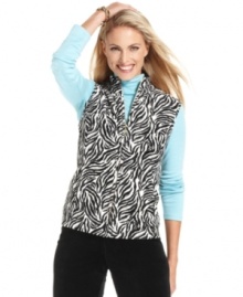 Layer up in Charter Club's zebra-print quilted vest. It's perfectly weekend-ready with your favorite lounge pants and tee!