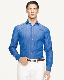 Ralph Lauren Black Label Bond Stripe Cotton Poplin Sport Shirt - Slim Fit, Barrel Cuff Ralph Lauren Black Label Bond Stripe Cotton Poplin Sport Shirt - Slim Fit, Barrel Cuff