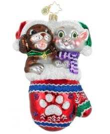 Bring a cat or dog in from the cold this season with the Pause for Paws charity ornament, handcrafted by Christopher Radko. These furry friends are just two of the animals eager to warm your home.