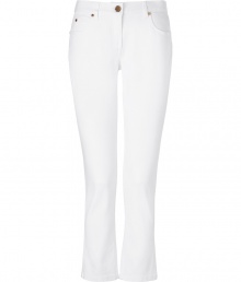Classic white ankle length jeans from Michael Kors - Infuse instant chic to any ensemble with these bright white jeans - Five-pocket, cropped silhouette, gold-tone rivets - Wear with an oversized sweater, trench, and wedges Classic white ankle length jeans from Michael Kors - Infuse instant chic to any ensemble with these bright white jeans - Five-pocket, cropped silhouette, gold-tone rivets - Wear with an oversized sweater, trench, and wedges