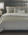 The look of stylish serenity, two ways!  Boasting a modern jacquard with a metallic sheen and a simply soothing geometric print, the Bryan Keith Stockholm duvet cover set offers two excited designs in one reversible, mix & match ensemble. Coordinating decorative pillows accent the set with contemporary flair.