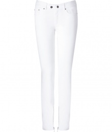 With their super soft thin wale and bright white coloring, Rachel Zoes skinny cords are a contemporary cool choice destined to be your favorite stylish staple - Classic five-pocket style, zip fly, button closure, gunmetal-toned hardware, inside ankle zips, belt loops - Form-fitting - Wear with everything from blazers and heels to chunky knit tops and fashion sneakers