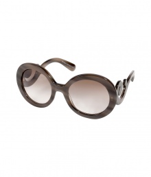 The ultimate cool accessory for the sun, Pradas Minimal Baroque frames are as covetable as they are chic - Oversized tonal taupe streaked frames, gradient brown lenses, Baroque-inspired detailing at temples with gold-toned printed logo - Lens filter category 2 - Comes with a logo embossed hard carrying case The ultimate cool accessory for the sun, Pradas Minimal Baroque frames are as covetable as they are chic - Oversized tonal taupe streaked frames, gradient brown lenses, Baroque-inspired detailing at temples with gold-toned printed logo - Lens filter category 2 - Comes with a logo embossed hard carrying case