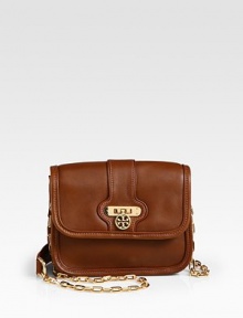 Supple leather in a sophisticated petite design accented with goldtone hardware.Detachable chain and leather shoulder strap, 22 dropFlip-lock flap closureTwo inside open pocketsBack zip pocketCotton lining8¾W X 7H X 3½DImported Supple leather in a sophisticated petite design accented with goldtone hardware.Detachable chain and leather shoulder strap, 22 dropFlip-lock flap closureTwo inside open pocketsBack zip pocketCotton lining8¾W X 7H X 3½DImported