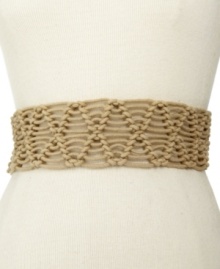 Folksy charm for your flared pants: this wide cord belt from Steven Madden features a woven body for retro appeal. Folksy charm for your flared pants: this wide cord belt from Steven Madden features a woven body for retro appeal.