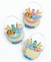 Cherish the memory of your baby's first Christmas with the Noah's Ark ornament, featuring giraffes, elephants and more adorable duos in sweet pastel colors. Personalize it with his or her name, date, weight and time of birth. Shown front and back.