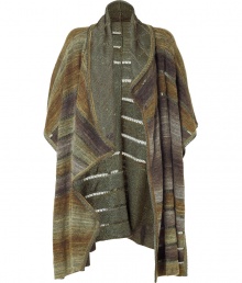 Wrap yourself up in ultra-luxe style with this Mission Lurex Cape - Shawl collar, open silhouette, draped fit, all-over striped knit - Wear with skinny jeans, an oversized blouse, and platform booties