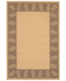 Retreat to the tropics with this casual rug, framed with an inviting design of pineapples in warm, cocoa-brown colorways. Couristan's durable polypropylene blend allows the rug to be placed nearly anywhere, indoors or out! Whether you add it to your patio or make a splash in your family room, this soft piece is pet-friendly and resistant to mold and mildew.