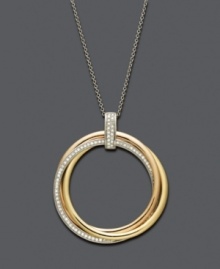 Style to last an eternity. Round our your look in Trio by Effy Collection's chic cut-out circle pendant decorated with subtle rows of round-cut diamonds (1/3 ct. t.w.). Set in 14k gold, 14k white gold, and 14k rose gold. Approximate length: 18 inches. Approximate drop width: 1-1/4 inches. Approximate drop length: 2-1/2 inches. Style to last an eternity. Round our your look in Trio by Effy Collection's chic cut-out circle pendant decorated with subtle rows of round-cut diamonds (1/3 ct. t.w.). Set in 14k gold, 14k white gold, and 14k rose gold. Approximate length: 18 inches. Approximate drop width: 1-1/4 inches. Approximate drop length: 2-1/2 inches.
