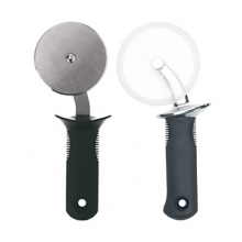 Slicing pizza is easy with our sharp, stainless steel pizza wheel. The soft handle absorbs pressure as you cut, and a safety thumb guard keeps fingers away from the blade. Slicing pizza is easy with our sharp, stainless steel pizza wheel. The soft handle absorbs pressure as you cut, and a safety thumb guard keeps fingers away from the blade.