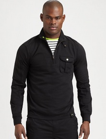 Boasting a sleek, sporty look and modern moto details, this pima cotton terry design takes the classic pullover to a new comfort zone with an extremely soft finish.Half-zip frontChest flap pocketCottonMachine washImported Boasting a sleek, sporty look and modern moto details, this pima cotton terry design takes the classic pullover to a new comfort zone with an extremely soft finish.Half-zip frontChest flap pocketCottonMachine washImported