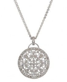 Filled with intricate beauty, this glittering CRISLU pendant features round-cut cubic zirconia (1-2/5 ct. t.w.) set in sterling silver. Approximate length: 16 inches + 2-inch extender. Approximate drop: 1 inch.