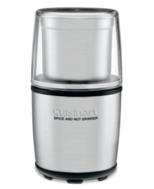 Elevate any recipe with the natural flavor and unrivaled aroma of freshly ground nuts and spices. Boasting a heavy-duty motor and specially designed stainless steel blades, this electric grinder from Cuisinart redefines fine food. 18-month limited warranty. Model SG-10. Elevate any recipe with the natural flavor and unrivaled aroma of freshly ground nuts and spices. Boasting a heavy-duty motor and specially designed stainless steel blades, this electric grinder from Cuisinart redefines fine food. 18-month limited warranty. Model SG-10.
