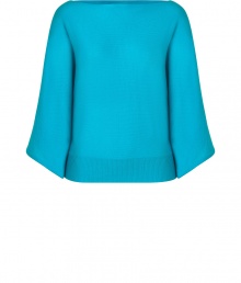 With its bright hue and luxurious cashmere, Ralph Laurens modern pullover is an elegant choice for dressing up your look - Boat-neckline, draped 3/4 dolman sleeves, fine ribbed hemline - Loosely draped fit, fitted hemline - Wear with figure-hugging separates and just as bright accessories