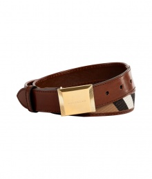 Pull together casual and tailored looks alike with Burberry Londons iconic house check belt - House check cotton belt with leather trim, polished metal buckle with engraved logo - Team with cashmere pullovers and your favorite pair of jeans Pull together casual and tailored looks alike with Burberry Londons iconic house check belt - House check cotton belt with leather trim, polished metal buckle with engraved logo - Team with cashmere pullovers and your favorite pair of jeans
