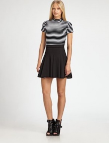 Ultra-stretchy neoprene and an a-line silhouette join for a fresh take on the timeless pleated skirt. Side zipperFully linedAbout 18 longPolyester/cotton/spandexDry cleanImportedModel shown is 5'10 (177cm) wearing US size Small. Ultra-stretchy neoprene and an a-line silhouette join for a fresh take on the timeless pleated skirt. Side zipperFully linedAbout 18 longPolyester/cotton/spandexDry cleanImportedModel shown is 5'10 (177cm) wearing US size Small.