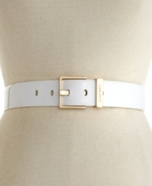 Crisp whites and golden shine take this Nine West belt to new style heights. Pair with floral skirts for a fab combo! Crisp whites and golden shine take this Nine West belt to new style heights. Pair with floral skirts for a fab combo!