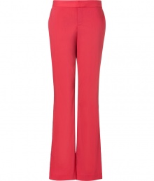 Stylish pants in fine wool-nylon stretch - Highlight color raspberry, happy, sensational, elegant - New silhouette, slim with flared legs, which are somewhat flared - Moderately high rise and flat front - A classic AND fashionable look that works great for the office, leisure and evening - Looks trendy, yet dressed up - A fashion basic to wear with blouses, tops, cardigans