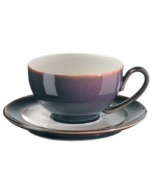 A true gem, the Amethyst wide-rimmed saucer is simply glazed but boldly hued, in deep indigo and crisp white from Denby's collection of dinnerware. The dishes can embrace their luxe color alone or they can be paired with the playful dots of Amethyst Stone for a well-balanced and uniquely customized table setting. A true gem, the Amethyst wide-rimmed saucer is simply glazed but boldly hued, in deep indigo and crisp white from Denby's collection of dinnerware. The dishes can embrace their luxe color alone or they can be paired with the playful dots of Amethyst Stone for a well-balanced and uniquely customized table setting.