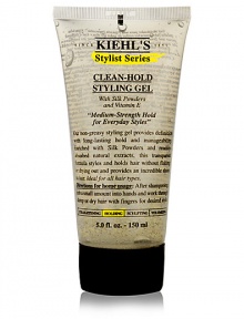 Non-greasy styling gel provides definition with long-lasting hold and manageability. Enriched with silk powders, vitamin E and readily absorbed natural extracts. This transparent formula styles and holds hair without flaking or drying out and provides incredible shine. Thickener and holding polymers separate and hold. For all hair types. 5.0 oz. Non-greasy styling gel provides definition with long-lasting hold and manageability. Enriched with silk powders, vitamin E and readily absorbed natural extracts. This transparent formula styles and holds hair without flaking or drying out and provides incredible shine. Thickener and holding polymers separate and hold. For all hair types. 5.0 oz.