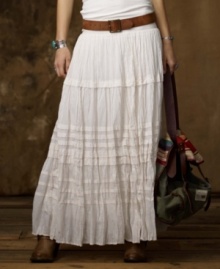 The perk of this Denim & Supply Ralph Lauren deliberately crinkled maxi skirt is that it pairs perfectly with everything, channeling ethereal femininity or ultra-chic edginess, depending on how you style it. The perk of this Denim & Supply Ralph Lauren deliberately crinkled maxi skirt is that it pairs perfectly with everything, channeling ethereal femininity or ultra-chic edginess, depending on how you style it.