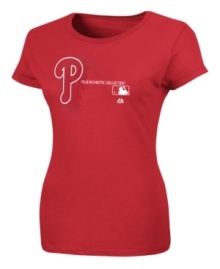 Crowd-pleaser. You'll get high-fives all around at the game when you're sporting this Philadelphia Phillies MLB t-shirt from Majestic. Crowd-pleaser. You'll get high-fives all around at the game when you're sporting this Philadelphia Phillies MLB t-shirt from Majestic.