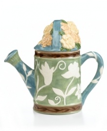 Pour on the charm with a Painterly Bouquet teapot, featuring a whimsical watering can shape and white blooms in hardy stoneware. A cute gift for fellow tea drinkers. From Pfaltzgraff. Pour on the charm with a Painterly Bouquet teapot, featuring a whimsical watering can shape and white blooms in hardy stoneware. A cute gift for fellow tea drinkers. From Pfaltzgraff.