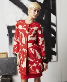 Add a bold splash of style to your spring coat collection with this painterly-printed doo.ri for Impulse piece -- perfect for making a chic statement! Add a bold splash of style to your spring coat collection with this painterly-printed doo.ri for Impulse piece -- perfect for making a chic statement!