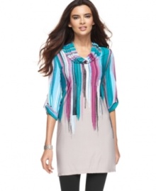 Add a splash of color to your spring wardrobe with this Alfani painterly-printed tunic -- perfect over leggings or skinny jeans! Add a splash of color to your spring wardrobe with this Alfani painterly-printed tunic -- perfect over leggings or skinny jeans!