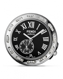 Fendi Round Selleria Stainless Steel Round Watch Head with Diamonds, 37mm Fendi Round Selleria Stainless Steel Round Watch Head with Diamonds, 37mm
