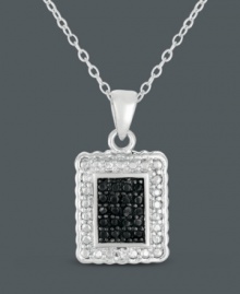 Paint the perfect portrait. Like a pretty, framed picture, this Victoria Townsend pendant features a rectangular shape with black diamond accents surrounded by white diamond accents. Setting and chain crafted in sterling silver. Approximate length: 18 inches. Approximate drop: 9/10 inch. Paint the perfect portrait. Like a pretty, framed picture, this Victoria Townsend pendant features a rectangular shape with black diamond accents surrounded by white diamond accents. Setting and chain crafted in sterling silver. Approximate length: 18 inches. Approximate drop: 9/10 inch.