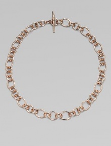 Oval and circular links of sterling silver and 18k gold with a warm finish of 18k rose goldplating. 18k gold and sterling silver with 18k rose goldplatingLength, about 18Toggle closureImported Oval and circular links of sterling silver and 18k gold with a warm finish of 18k rose goldplating. 18k gold and sterling silver with 18k rose goldplatingLength, about 18Toggle closureImported