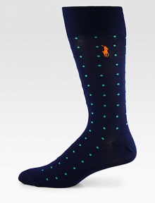 A dynamic dot-print pattern in a bold hue woven in soft, breathable stretch cotton.Mid-calf height57% cotton/37% nylon/3% rubber/2% spandex/1% other fibersMachine washImported A dynamic dot-print pattern in a bold hue woven in soft, breathable stretch cotton.Mid-calf height57% cotton/37% nylon/3% rubber/2% spandex/1% other fibersMachine washImported