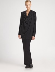 This slouchy, artfully draped design can be worn hanging loose, or wrapped around the body.Attached hoodOpen front with snap closureLong sleevesAsymmetrical hemlineAbout 30 from shoulder to hemCashmereDry cleanImported of Italian fabricModel shown is 5'11 (180cm) wearing US size Small. 