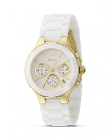 DKNY Medium Gold Plate and White Ceramic Watch, 38.5