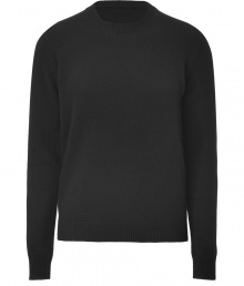Quietly elegant and effortlessly cool, Jil Sanders black wool pullover raises the bar on everyday indispensables - Classic crew neck style, in a soft, densely woven medium-weight Italian wool - Rib trim at cuffs, collar and sleeves - Slim, straight cut - Versatile and polished, seamlessly transitions from work to weekend - pair with slim trousers, chinos or dark denim Quietly elegant and effortlessly cool, Jil Sanders black wool pullover raises the bar on everyday indispensables - Classic crew neck style, in a soft, densely woven medium-weight Italian wool - Rib trim at cuffs, collar and sleeves - Slim, straight cut - Versatile and polished, seamlessly transitions from work to weekend - pair with slim trousers, chinos or dark denim