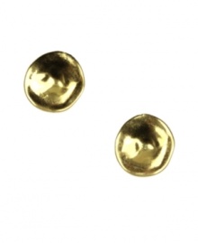Classic studs take on a different dimension. Earrings by Jones New York feature a flat, circular surface crafted in worn gold tone mixed metal. Approximate diameter: 5/8 inch.