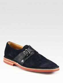 Expert craftsmanship in smooth suede and leather with a monk strap and contrast sole.Suede/leather upperLeather liningPadded insoleRubber soleMade in Italy Expert craftsmanship in smooth suede and leather with a monk strap and contrast sole.Suede/leather upperLeather liningPadded insoleRubber soleMade in Italy